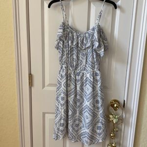 Confess Blue & White Sundress Size.Medium. Ope Shoulder/Cold Shoulder/straps